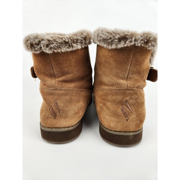 Skechers SZ 9 Keepsakes Broken Arrow Brown Suede Boot Bootie Faux Fur Lined Warm - Picture 8 of 12